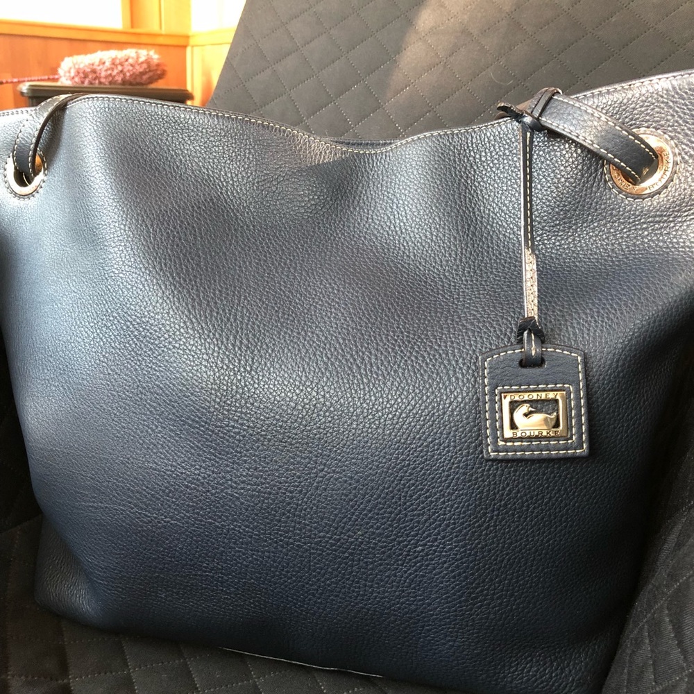 Dooney & Bourke Navy Leather Shopper Tote
